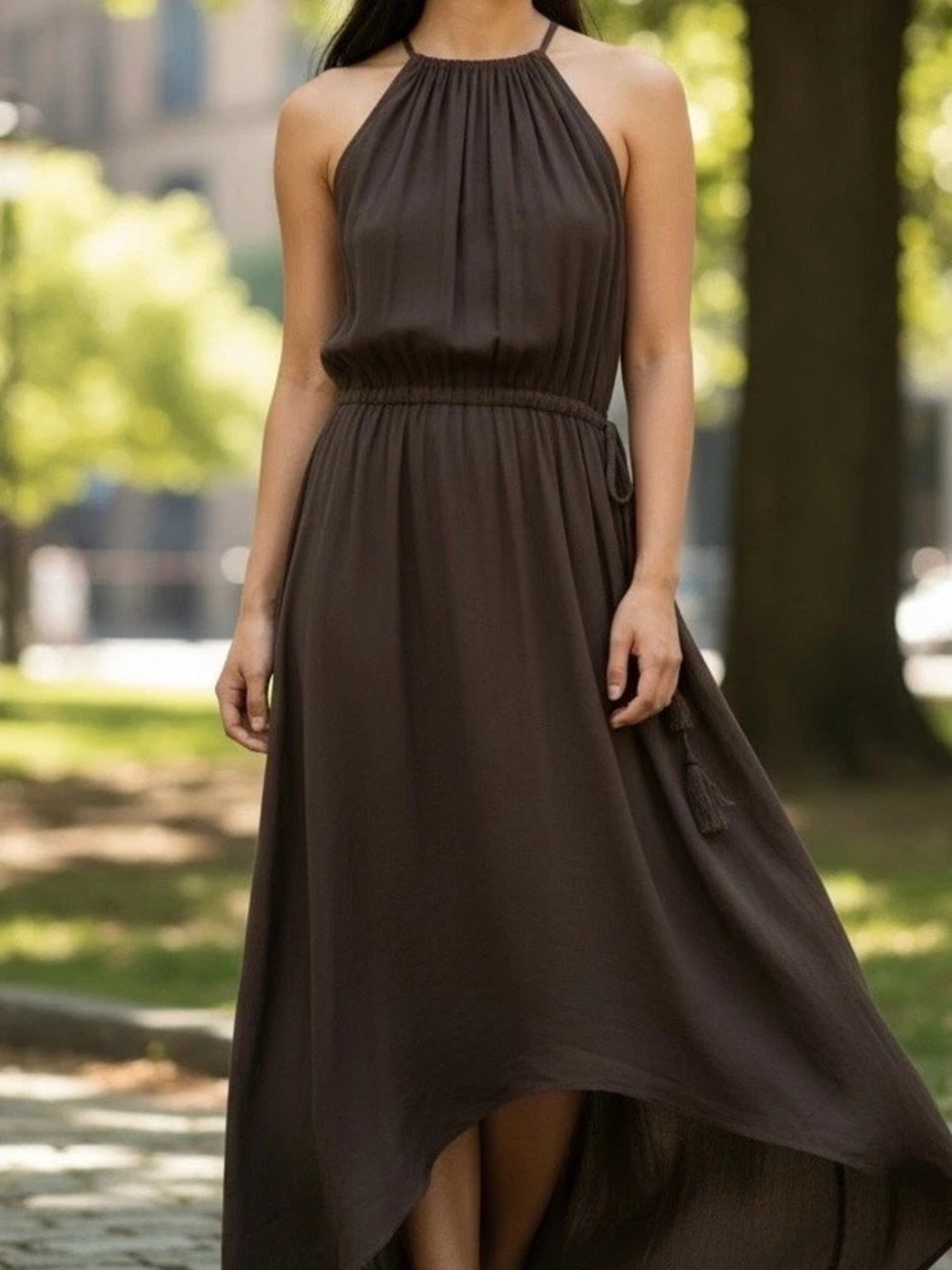 Calypso St. Barth Brown Halter Maxi Dress